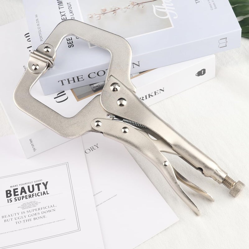 GENHAKON 7 Pack 11 Inch C Clamp Locking Pliers,Locking C Clamp, Adjustable Nickel Plated C Pliers For Wood Working, Welding, Electrician Maintenance and more, by - Image 4